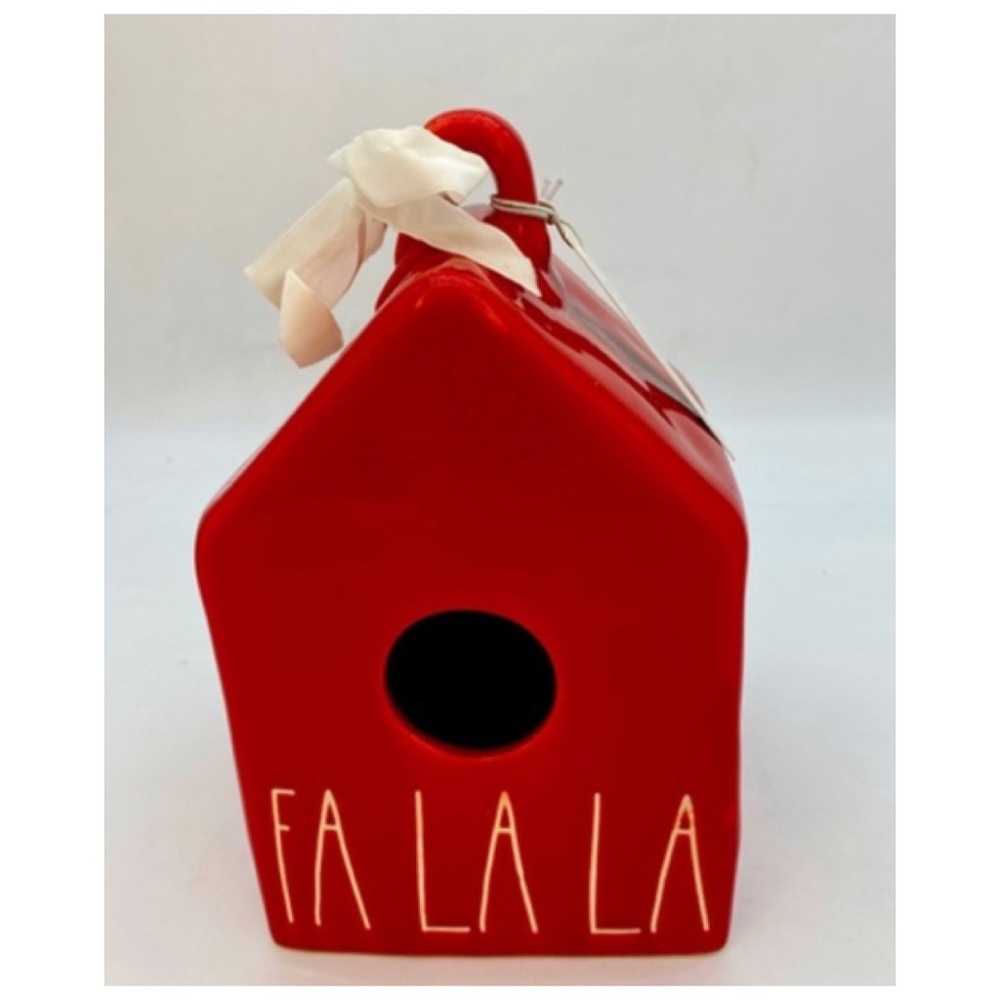 NEW Rae Dunn Fa La La Birdhouse Red Holiday Home Decor